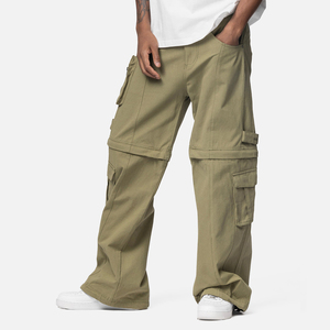 High Quality Heavyweight Men Cotton Cargo Pants Multi Pocket Side Pocket <b>Drawstring</b> Plus Size Casual Loose Fit Cargo <b>Trousers</b> - Product Image 4
