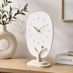 Horloge de bureau en métal, forme circulaire, mouvement à quartz silencieux, affichage à aiguilles, design arbre, design traditionnel, détection tactile électronique - Product Image 2
