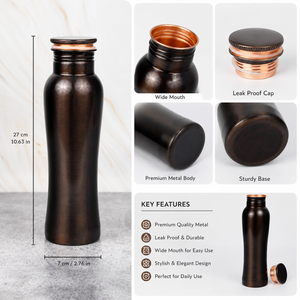 Antique Black Copper Water Bottle Pure Copper Drinking Bottle for Home Office Gym Yoga Travel and Daily Use - Product Image 2
