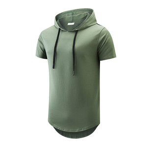 T-shirt respirant à capuche et manches courtes pour homme – Maillot d'entraînement de basketball, vêtement de sport pour la gym et le fitness - Product Image 1