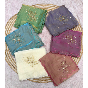 Sari Blanco de Diseñador con Bordado y Blusa – Colección Nupcial y de Recepción - Product Image 4