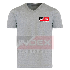 Camiseta de algodón con cuello en V para hombre, manga corta, informal, transpirable, tejido jersey, corte regular, con logo estampado en la parte delantera. - Product Image 1
