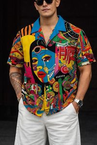 เสื้อชายหาดแขนสั้นพิมพ์ลายดิจิทัล ผ้าป๊อปลิน เสื้อเชิ้ตสำหรับวันหยุดฤดูร้อน ปกคอพับ ระบายอากาศได้ดี ลายพิมพ์สวยงาม สวมใส่สบายๆ - Product Image 3