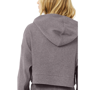 Sudadera de punto con capucha extragrande para mujer, color liso, hombros caídos, manga larga, para otoño - Product Image 4