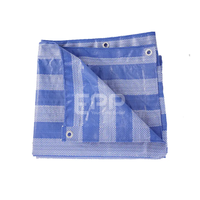 Pabrik Vietnam logo ukuran kustom cetak kanvas terpal kuning 80 Gsm- 220 Gsm terpal biru putih untuk atap penutup sementara