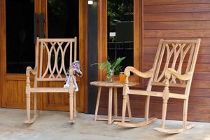 เก้าอี้โยกไม้สักแท้ทรงครึ่งวงกลมสำหรับใช้งานกลางแจ้ง - Product Image 6