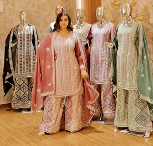 Elégant Star Heavy Dupatta Indien Pakistanais Vêtements Georgette Russe Gharara Lakhnavi Broderie Perle Pierre Séquence Travail - Product Image 1