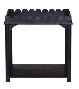 Mesa Consola Moderna Negra de 2 Niveles con Borde Festoneado, Mesa Auxiliar de Madera para Sala de Estar - Product Image 2