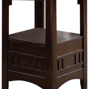 <b>Solid</b> <b>Wood</b> <b>Round</b> Counter Height <b>Dining</b> <b>Table</b> with Shelf Dark Rosy Brown Finish 1pc <b>Table</b> Only - Product Image 5