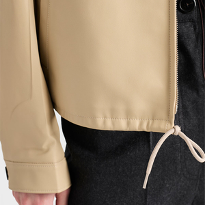 Blouson en cuir d'agneau Nappa pour femme, veste en cuir courte de luxe, blouson bomber, fabricant OEM, étiquette privée personnalisée - Product Image 4