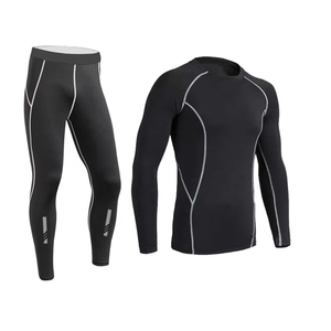 Ensemble de vêtements de compression pour hommes BJJ MMA, t-shirt à manches longues et leggings courts, imprimé sur mesure pour l'été - Product Image 1