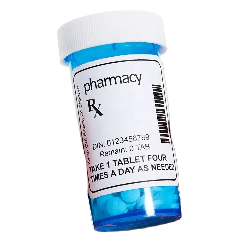 Özel yapışkan ilaç etiket toptan yapıştırıcı özel baskı RX tıbbi ürün şişe ambalajlama etiketleri