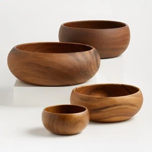 Tazón de Madera de Acacia Natural, Diseño Moderno y Clásico, Ecológico, para Frutas y Alimentos, Ideal para Bodas y Cocina - Product Image 1