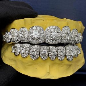 AMBER JEWELS โรสโกลด์ เงินแท้ 925  ชุดกริลล์ซ์สำหรับฟัน ประดับคริสตัลไรน์สโตน ทรงบริลเลียนท์คัต สไตล์ฮิปฮอปสุดหรู สำหรับทุกเพศ ใส่ได้ทุกวัน - Product Image 2