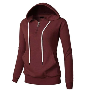 Sweat à capuche zippé surdimensionné personnalisé pour femme, style hip-hop, avec cordon de serrage et poches, couleur unie - Product Image 1
