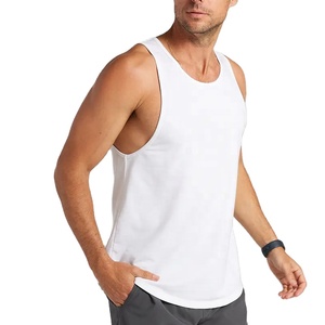 New 2026 Logo Cotton Knitted Breathable Workout Fitness Tank <b>Top</b> Lightweight Soft Gym <b>White</b> Plain Blank Men's Running Casual - Product Image 3