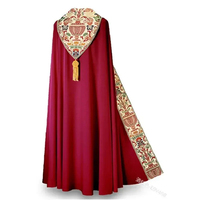 Robe de Soutane à Manches Longues Style Européen Religieux pour Hommes - Uniforme de Prêtre - Taille Personnalisée - Polyester - Motif Brodé en Relief - Personnalisable