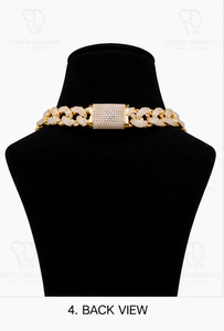 Premium <b>iced</b> <b>out</b> Cuban link <b>chain</b> necklace luxurious gold tone sparkling stones bold hip hop fashion secure box clasp durable - Product Image 4