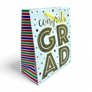 Intbox ของขวัญจบการศึกษาที่เป็นมิตรกับสิ่งแวดล้อมถุงหนาออกแบบ "ขอแสดงความยินดี" พื้นหลังสีขาวพร้อมตัวอักษรสีทองแวววาวทำในเวียดนาม - Product Image 5