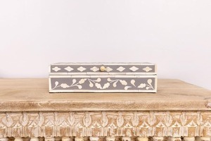 Rectangular Bone Inlay <b>Storage</b> Boxes Set Floral Inlay Design Oriental Style Jewelry Box Decorative Keepsake Organizer Bedroom - Product Image 3