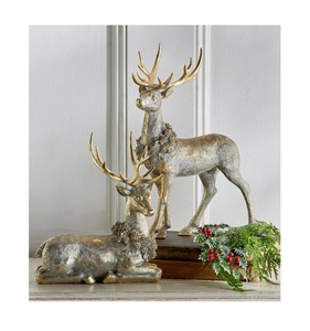 Figurine de cerf dorée faite à la main, couronne de Noël moderne, décoration de renne, décoration d'intérieur, cadeaux de fêtes - Product Image 4