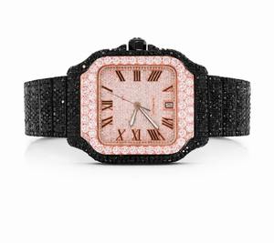 Reloj de Lujo para Hombre, Estilo Hip Hop, con Moissanita VVS1, Diamantes Blancos Redondos Brillantes, Colección para Regalo, Elegante Reloj de Acero Inoxidable - Product Image 1