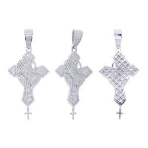 Iced Out <b>Cross</b> Pendant Necklace Moissanite Diamond 925 Silver Hip Hop Religious Pendant <b>Chain</b> - Product Image 3