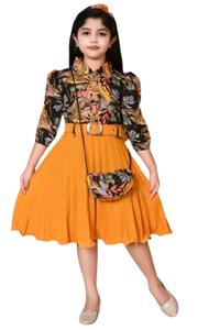 Robe de fête pour filles, imprimé floral, best-seller, avec ceinture et sac à bandoulière assorti, pour anniversaires, mariages et événements. - Product Image 3