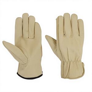 Gants de travail en cuir de chèvre, de veau et de vache de couleur beige avec protection du pouce, gants de sécurité pour le jardinage, résistants - Product Image 1