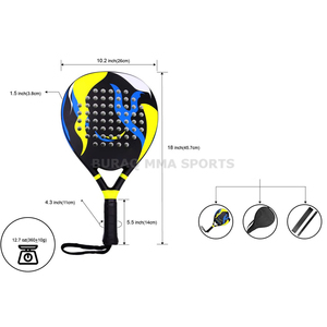 Raquette de beach tennis unisexe entièrement en carbone, noyau en EVA souple avec sac de transport en nylon - Product Image 2