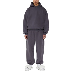 Survêtement d'hiver 2 pièces en polaire pour hommes, ensemble à capuche avec logo personnalisé, coupe-vent et respirant, coupe ample, manches longues - Product Image 4