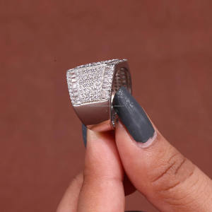Square Baguette & Round Cut Moissanite Diamond Hip Hop Bling Engagement <b>Ring</b> Iced Out Pave <b>Ring</b> Luxury <b>Statement</b> <b>Ring</b> for Men - Product Image 6