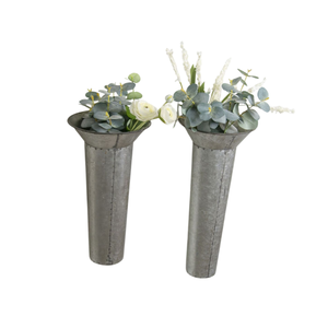 Jardinières murales rustiques en métal galvanisé, style ferme, vases muraux suspendus vintage avec accents floraux pour jardin intérieur et extérieur - Product Image 4