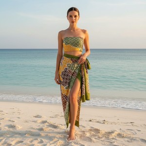 <b>Sarong</b> Handmade Batik Inspired Pattern High Quality Fabric Women Beach Dress Cover Up Summer Holiday Wear Trendy Ethnic Beach - Product Image 4