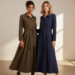 Robe midi côtelée élégante à taille ample et manches courtes pour femme, style soirée, en tricot personnalisé, vente en gros - Product Image 1