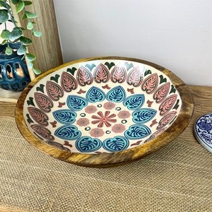 Handcrafted for <b>Wood</b> Turquoise Ceramic Rectangle Bohemian Tabletop Fruit Bowl Wholesale - Product Image 3
