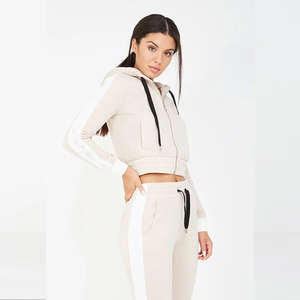 Women’s Fitted Sports Tracksuit | Hooded <b>Zip</b> Crop Jacket & Tapered <b>Jogger</b> Pants | Custom Wholesale Sportswear Set - Product Image 4