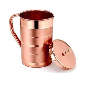 Jarra de Cobre Puro con Decoración Plateada Hecha a Mano, Jarra de Cobre Grande para Beber Agua y Fines Decorativos - Product Image 5