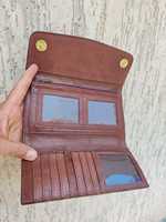 Dompet Wanita Kulit Asli Mewah Bergaya, Desain Baru, Set 2 Buah, Tas Clutch Praktis dengan Resleting dan Tempat Kartu