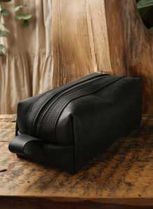 Mens Genuine Leather Toiletry Bag Vintage Dopp <b>Kit</b> Travel Wash Bag Large <b>Shaving</b> <b>Kit</b> Organizer Custom Factory TYG-0252 - Product Image 2