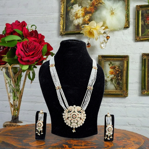 Conjunto de Joyería para Mujer, Diseño de Pavo Real, Hecho a Mano en India, Base de Latón Chapado en Oro, Rosa y Verde, para Bodas - Product Image 2