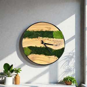 Forest Vein Timepiece River grain Moss <b>Clock</b> Emerald Drift Moss wood <b>Clock</b> Woodland Whisper Timepiece Nature's Passage - Product Image 4