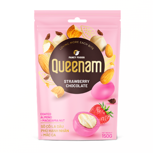 ช็อกโกแลตเคลือบอัลมอนด์และแมคคาเดเมียรสสตรอว์เบอร์รี่ ฮาลาล อร่อย หวาน ขายส่ง รับผลิตแบบ OEM/ODM ขนมขบเคี้ยว น้ำหนัก 150 กรัม สินค้าขายดี - Product Image 1