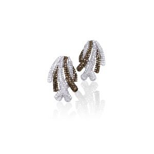 2.05 Cttw Round Cut White & Brown Natural Diamond Stud <b>Earrings</b> for Women in 925 Sterling <b>Silver</b>, Push <b>Back</b>, Prong Setting - Product Image 2