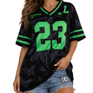 เสื้อเจอร์ซีย์อเมริกันฟุตบอลตาข่ายขนาดใหญ่ลายผีเสื้อ เสื้อผ้าสตรีทแวร์กีฬา ระบายอากาศได้ดี ผลิตจากโพลีเอสเตอร์ รับผลิตตามแบบสำหรับทีม ขายส่ง - Product Image 6