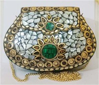 Tas Pesta Gaya Bohemian GC-BG-540 Harga Terbaik untuk Wanita, Tas Tangan Modis Bergaya Rock dengan Hiasan Logam dan Mosaik, dari Eksportir India.