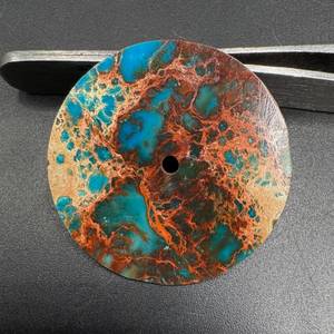Cadran de montre en jaspe bleu sédimentaire K Gems 31,50x0,60mm, pierre précieuse polie sur une face avec trou central de 2mm, composant de montre de luxe personnalisé - Product Image 5