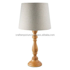 carved wooden table <b>lamps</b> featuring hand-finished textures and luxurious lampshades, ideal for warm and refined living spaces. - Product Image 1