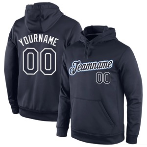 Custom Wholesale Stitched Navy <b>White</b> Sports Pullover Sweatshirt Hoodie Embroidery Fleece Breathable Team Training Apparel - Product Image 1