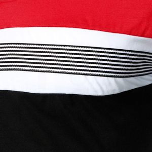 Polo de Manga Corta a Rayas para Hombre, Diseño Casual con Bloques de Color Negro y Rojo, Largo Regular - Product Image 6